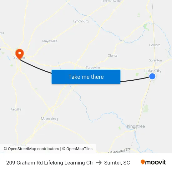 209 Graham Rd Lifelong Learning Ctr to Sumter, SC map