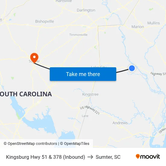 Kingsburg Hwy 51 & 378 (Inbound) to Sumter, SC map