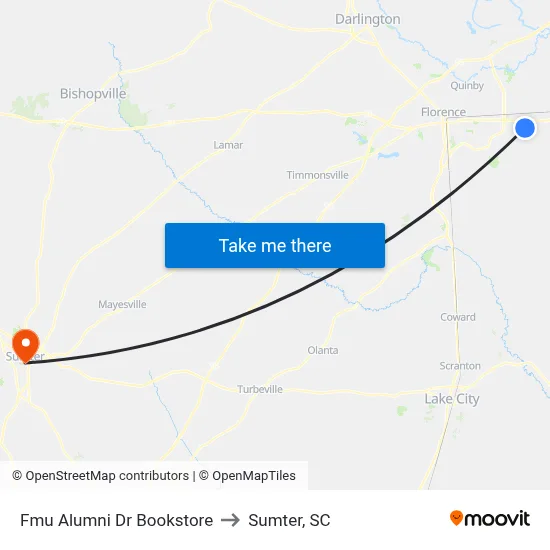 Fmu Alumni Dr Bookstore to Sumter, SC map