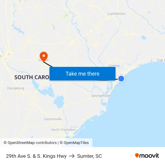 29th Ave S. & S. Kings Hwy to Sumter, SC map
