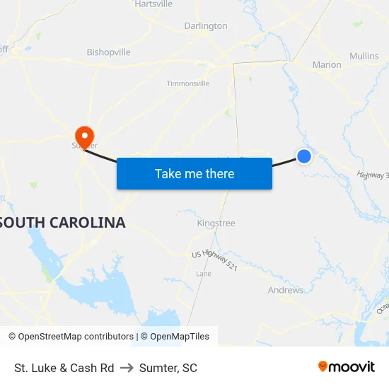 St. Luke & Cash Rd to Sumter, SC map