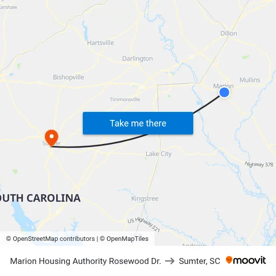 Marion Housing Authority Rosewood Dr. to Sumter, SC map