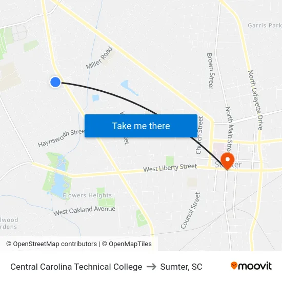 Central Carolina Technical College to Sumter, SC map