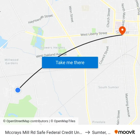 Mccrays Mill Rd Safe Federal Credit Union to Sumter, SC map