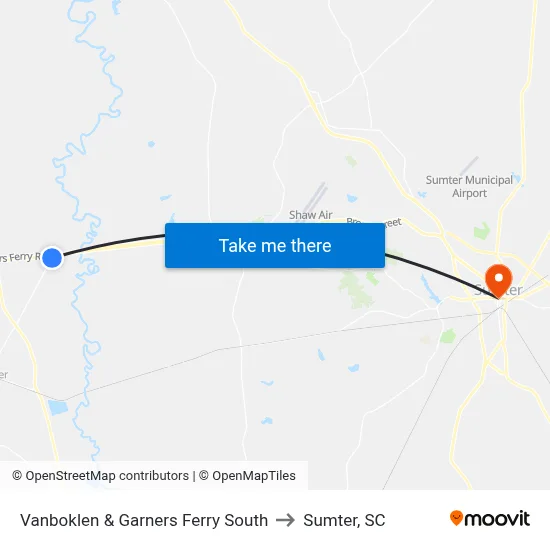Vanboklen & Garners Ferry South to Sumter, SC map