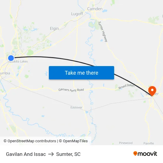 Gavilan And Issac to Sumter, SC map