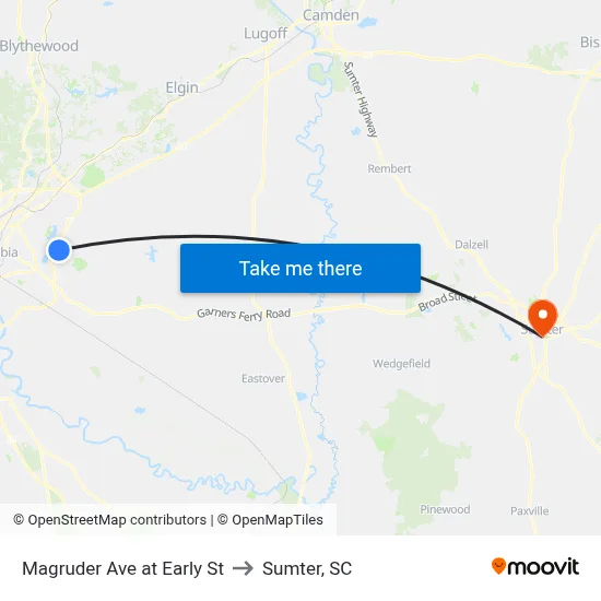 Magruder Ave at Early St to Sumter, SC map