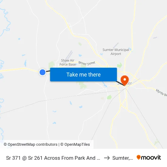 Sr 371 @ Sr 261 Across From Park And Ride Lot to Sumter, SC map