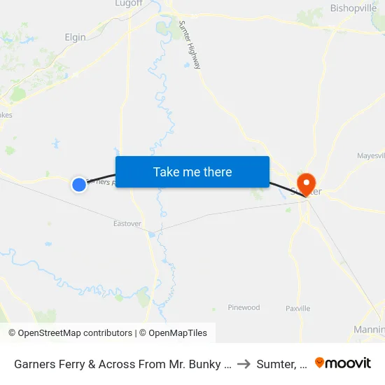 Garners Ferry & Across From Mr. Bunky Store to Sumter, SC map