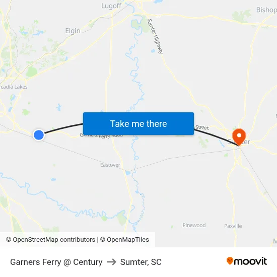 Garners Ferry @ Century to Sumter, SC map