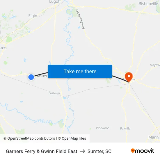 Garners Ferry & Gwinn Field East to Sumter, SC map