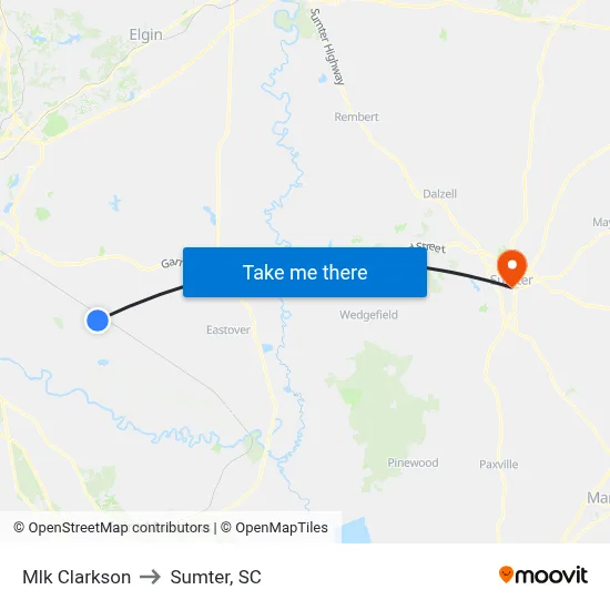 Mlk Clarkson to Sumter, SC map