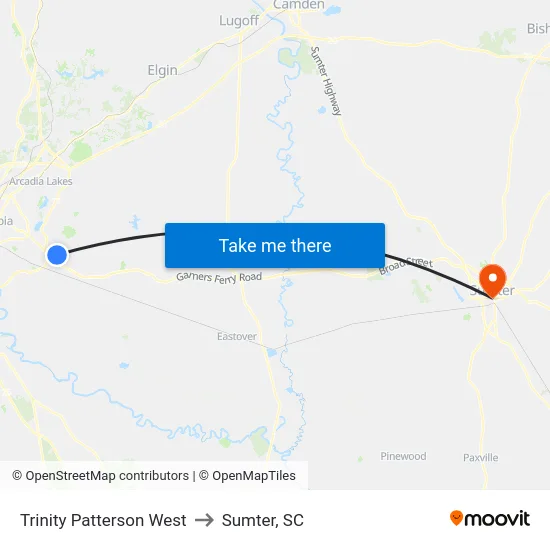 Trinity Patterson West to Sumter, SC map