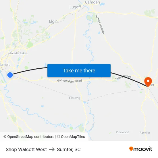 Shop Walcott West to Sumter, SC map