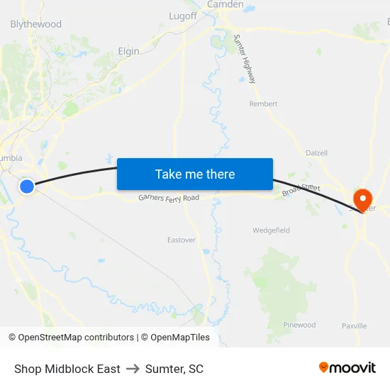 Shop Midblock East to Sumter, SC map