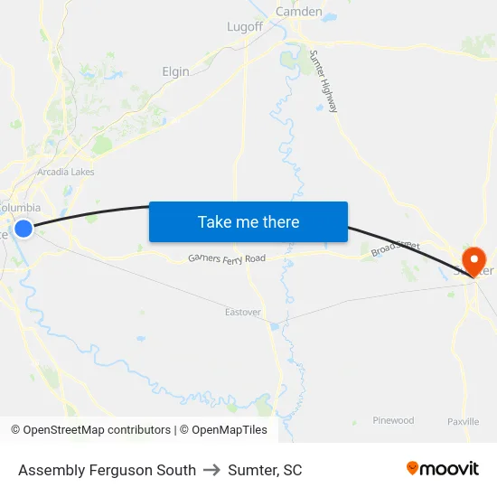 Assembly Ferguson South to Sumter, SC map