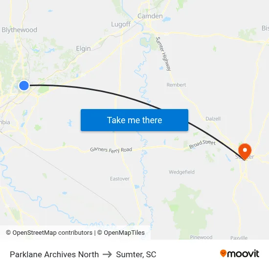 Parklane Archives North to Sumter, SC map