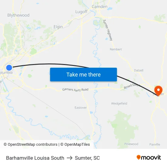 Barhamville Louisa South to Sumter, SC map