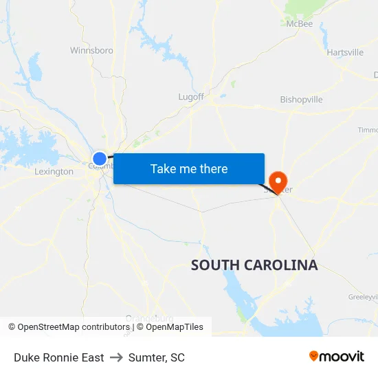 Duke Ronnie East to Sumter, SC map