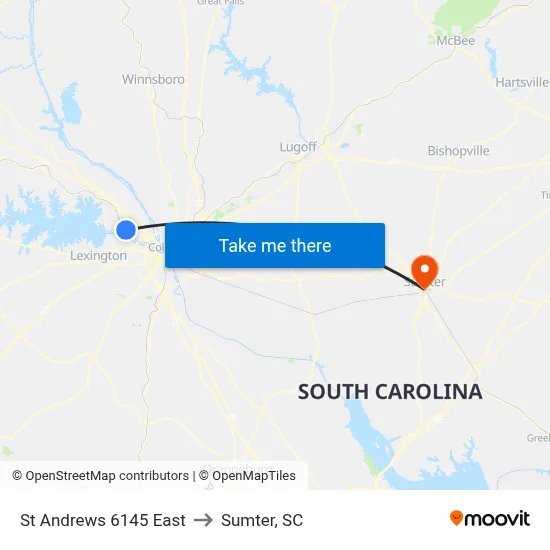 St Andrews 6145 East to Sumter, SC map