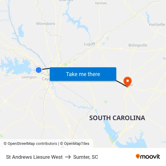 St Andrews Liesure West to Sumter, SC map