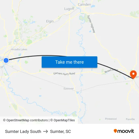 Sumter Lady South to Sumter, SC map