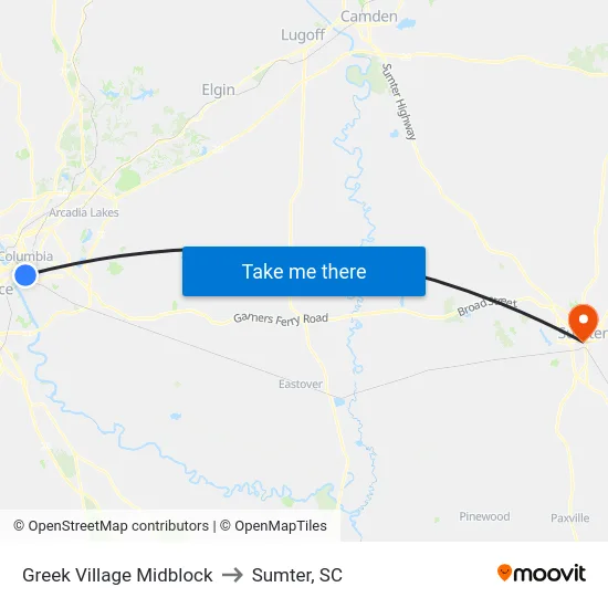 Greek Village Midblock to Sumter, SC map