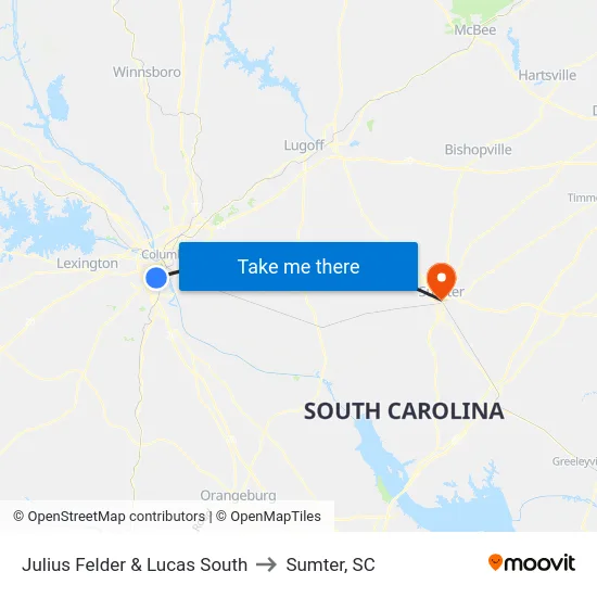 Julius Felder & Lucas South to Sumter, SC map