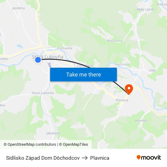 Sídlisko Západ Dom Dôchodcov to Plavnica map