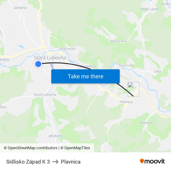 Sídlisko Západ K 3 to Plavnica map