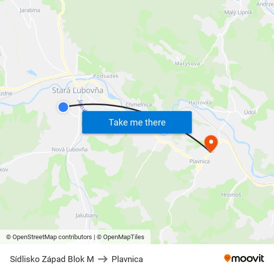 Sídlisko Západ Blok M to Plavnica map