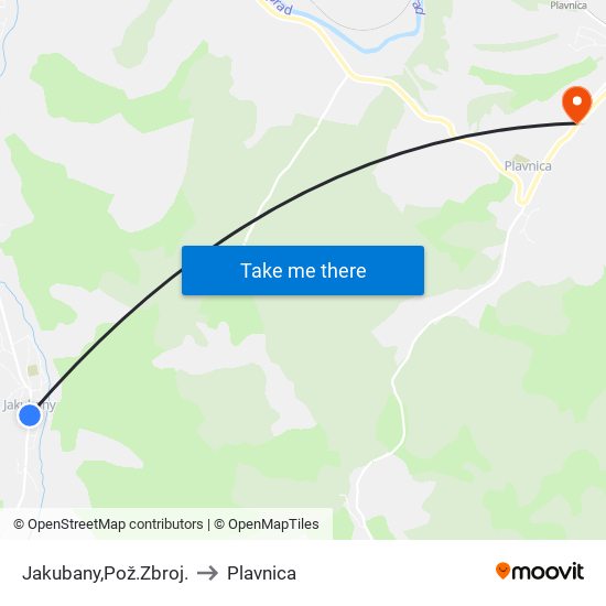 Jakubany,Pož.Zbroj. to Plavnica map