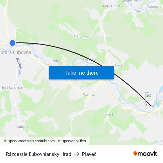 Rázcestie Ľubovniansky Hrad to Plaveč map