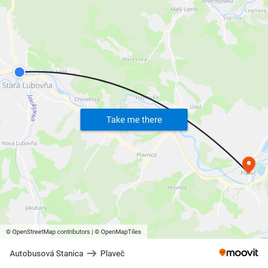 Autobusová Stanica to Plaveč map