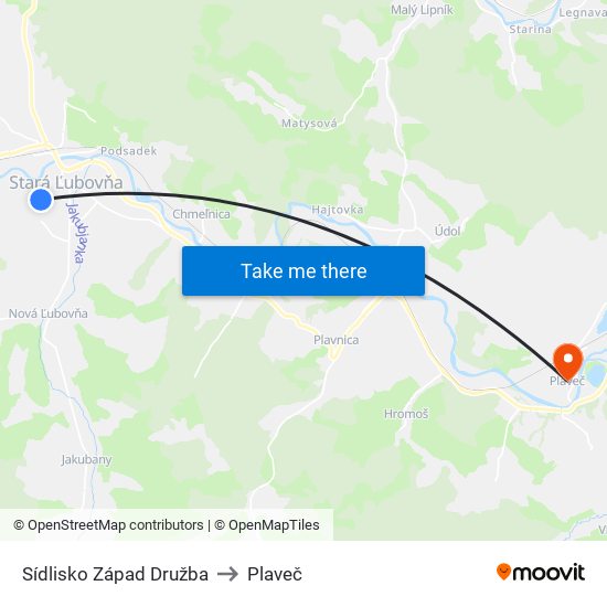 Sídlisko Západ Družba to Plaveč map