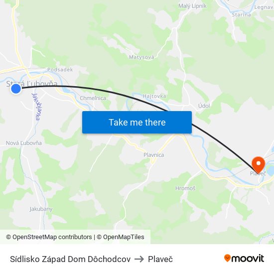 Sídlisko Západ Dom Dôchodcov to Plaveč map