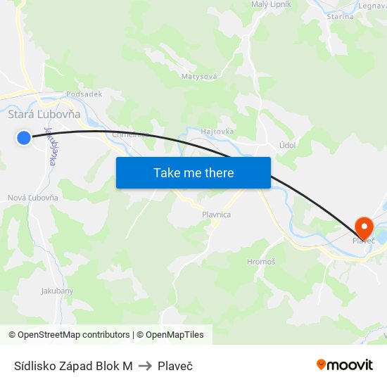 Sídlisko Západ Blok M to Plaveč map