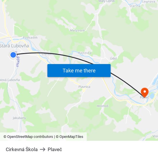 Cirkevná Škola to Plaveč map