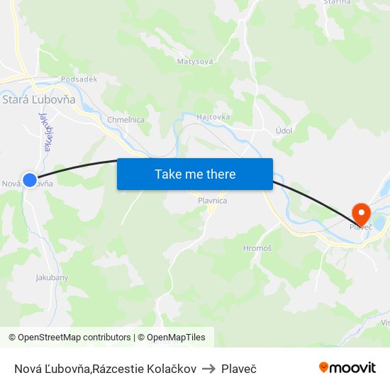 Nová Ľubovňa,Rázcestie Kolačkov to Plaveč map