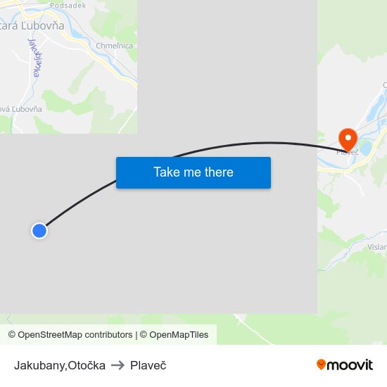 Jakubany,Otočka to Plaveč map