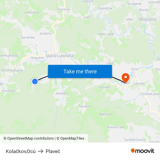 Kolačkov,Ocú to Plaveč map