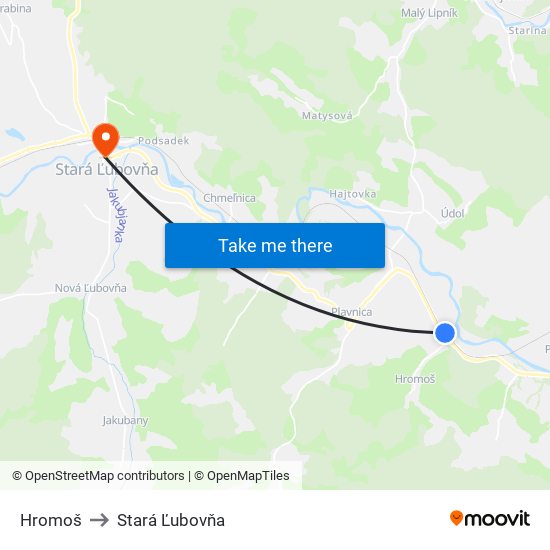 Hromoš to Stará Ľubovňa map