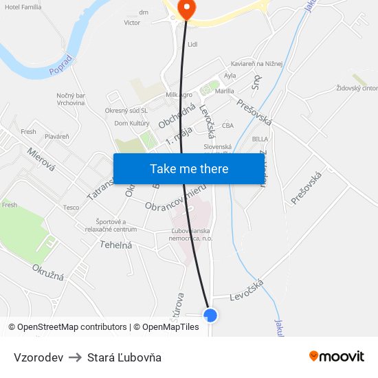 Vzorodev to Stará Ľubovňa map