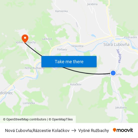 Nová Ľubovňa,Rázcestie Kolačkov to Vyšné Ružbachy map