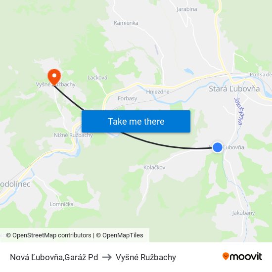 Nová Ľubovňa,Garáž Pd to Vyšné Ružbachy map