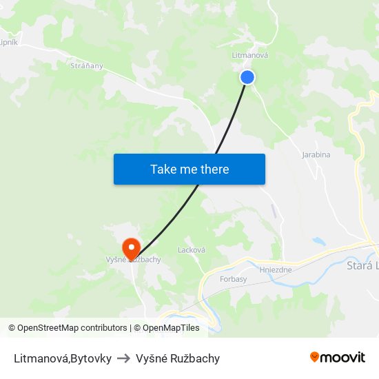 Litmanová,Bytovky to Vyšné Ružbachy map