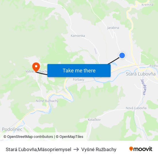 Stará Ľubovňa,Mäsopriemysel to Vyšné Ružbachy map