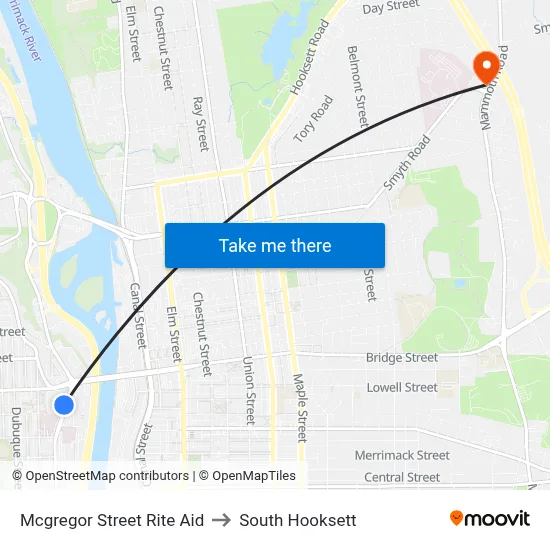 Mcgregor Street Rite Aid to South Hooksett map