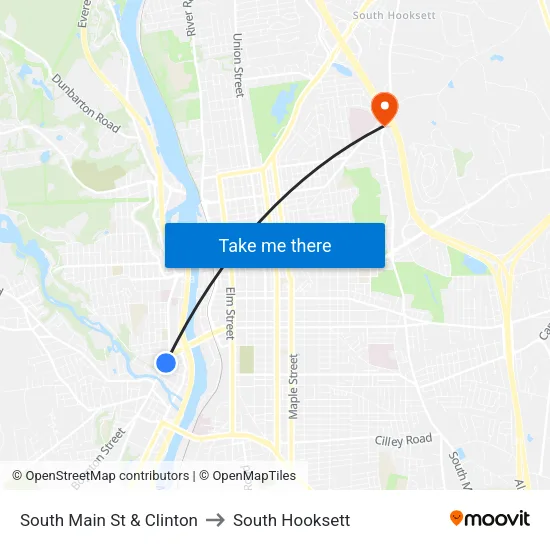 South Main St & Clinton to South Hooksett map