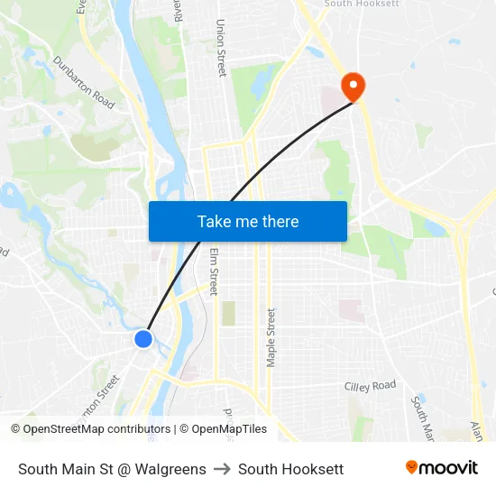 South Main St @ Walgreens to South Hooksett map